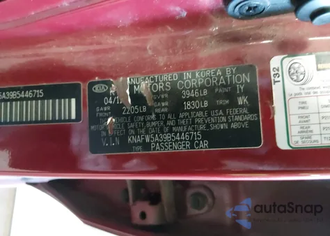 2011 Kia Forte Sx from USA, damaged, VIN KNAFW5A39B5446715